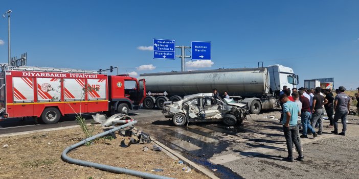 Diyarbakır'da tanker ile otomobil çarpıştı: 2'si ağır 4 kişi yaralandı