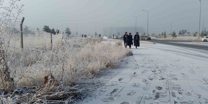 Erzurum buz kesti, sis şehri kapladı