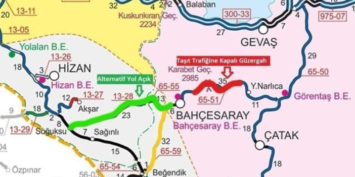 Van-Bahçesaray yolu kar ve tipi nedeniyle trafiğe kapatıldı