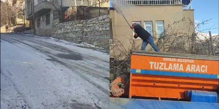 Hakkari’de yollar buz kesti; tuzlama çalışması başlatıldı