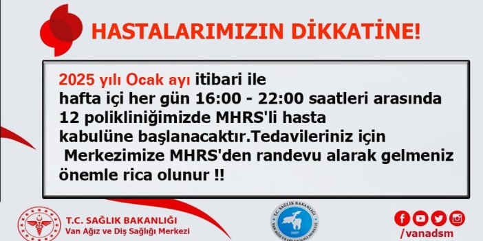 Van ADSM’de akşam polikliniği hizmeti başlayacak