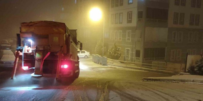Elazığ’da buzlanmaya karşı tuzlama çalışması yapıldı