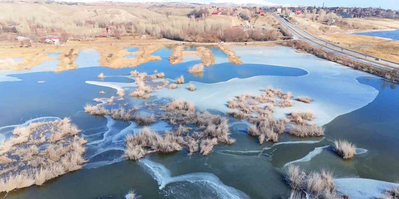 Donan Vali Uğur Boran Kuş Cenneti, havadan görüntülendi