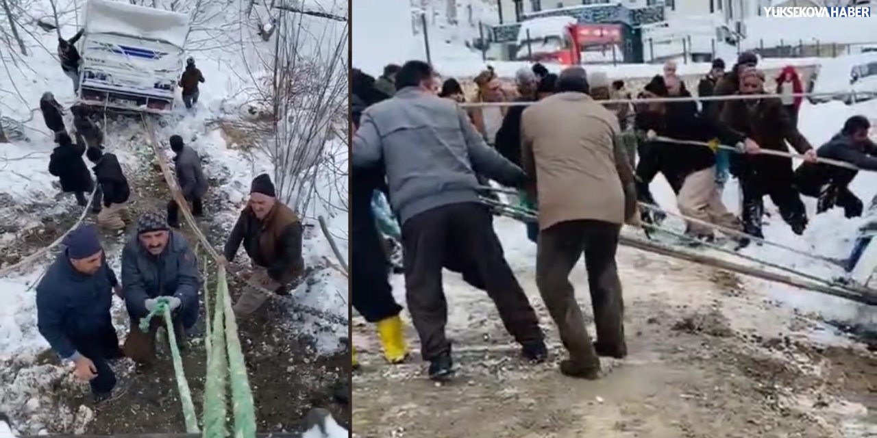 Şemdinli’de kamyonet şarampole indi, sürücü ve oğlu yara almadan kurtuldu