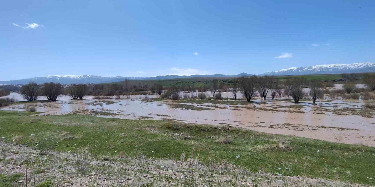 Ağrı’da Murat Nehri taştı araziler sular altında kaldı