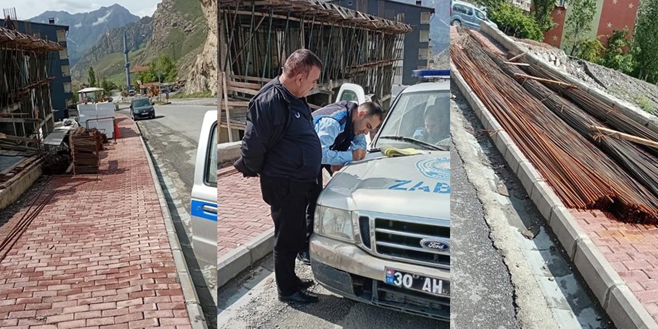 Kaldırımı işgal eden inşaat sahibine 15 bin TL ceza kesildi