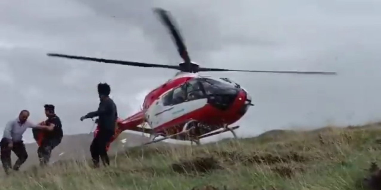 Van'da dağda mahsur kalan kişi ambulans helikopterle kurtarıldı