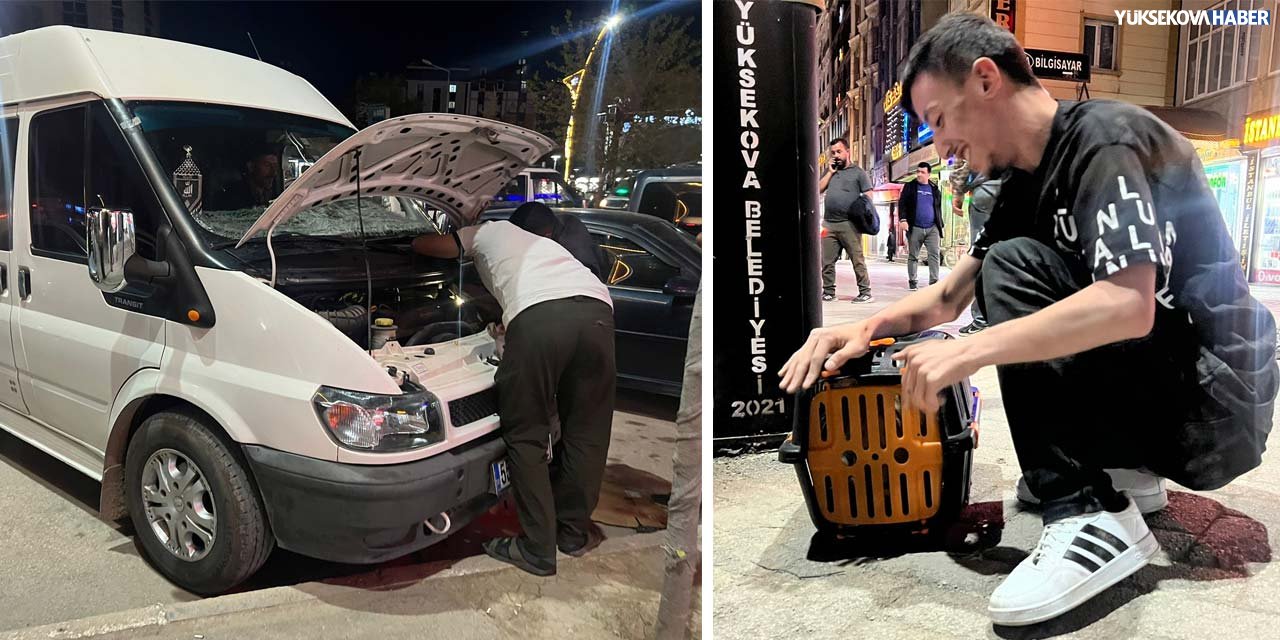 Park halindeki otomobilin motoruna giren kedi 2 saatte çıkarıldı