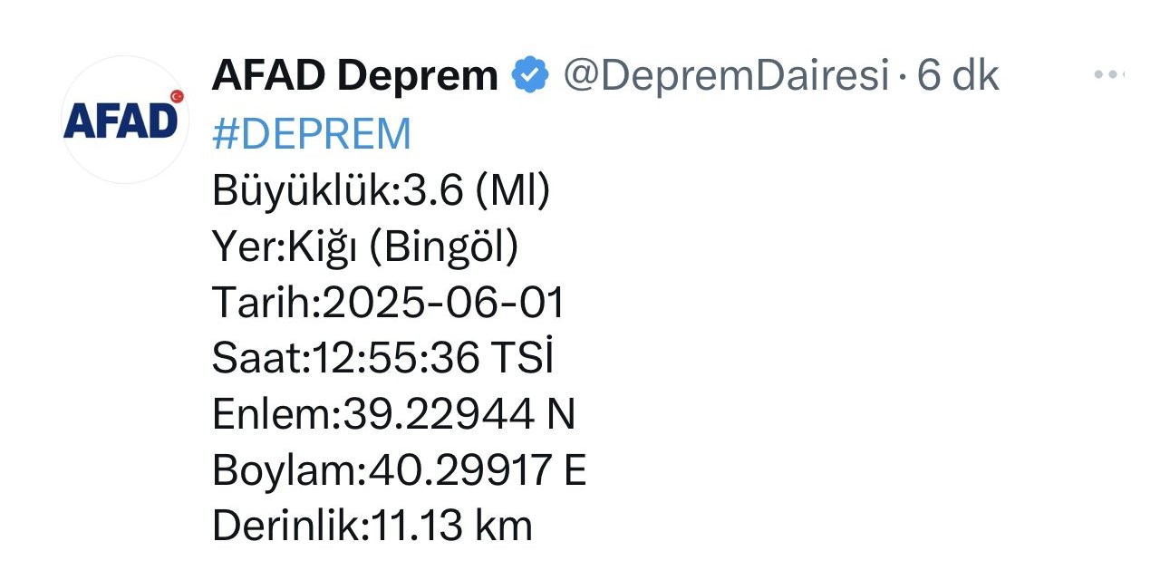 Bingöl’de deprem