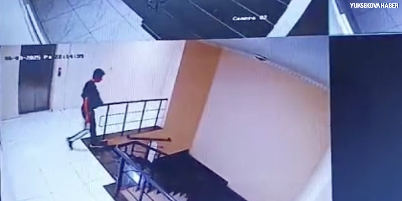 Yüksekova'da bir kişi apartmandan ayakkabı çalarken kameralara yakalandı