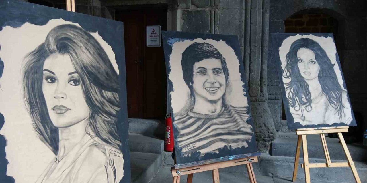 Erzurum'da yeşilçam filmlerinin unutulmaz isimlerinin portrelerini çizdiler