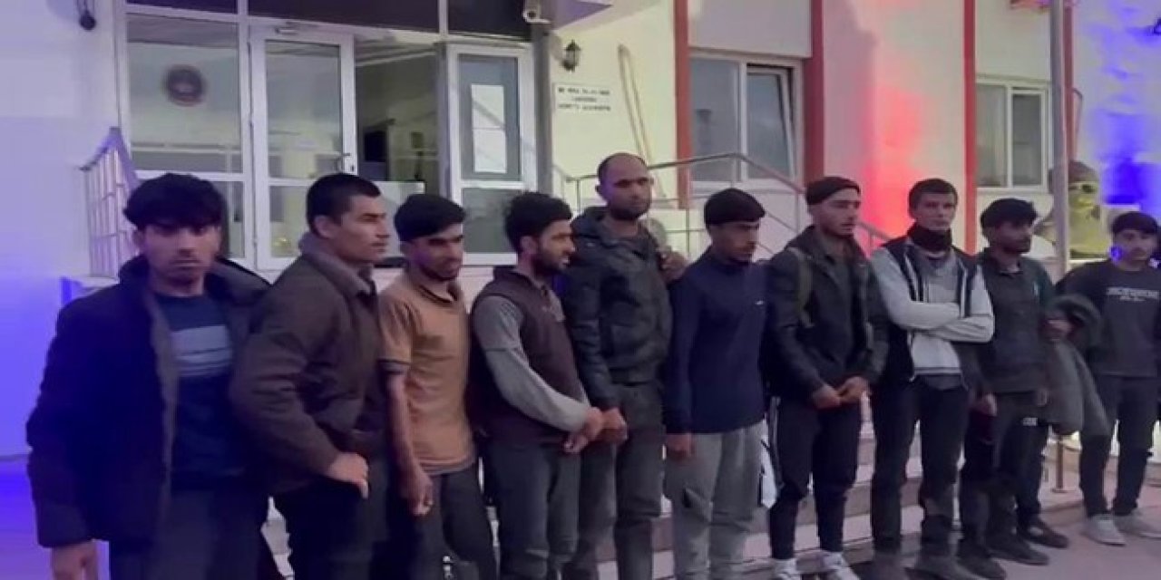 Hafif ticari aracın içinden 14 düzensiz göçmen yakalandı