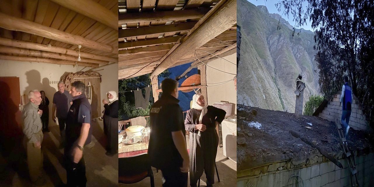 Hakkari AFAD, yangında evi zarar gören aileyi ziyaret etti