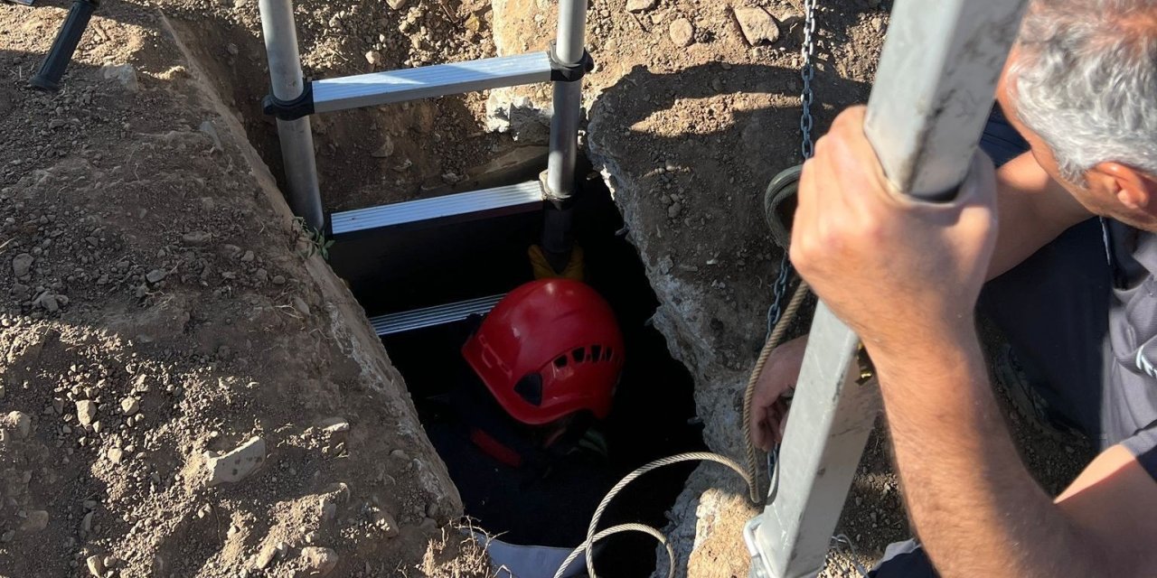 Erzurum'da kuyuya düşen koyunu kurtardılar