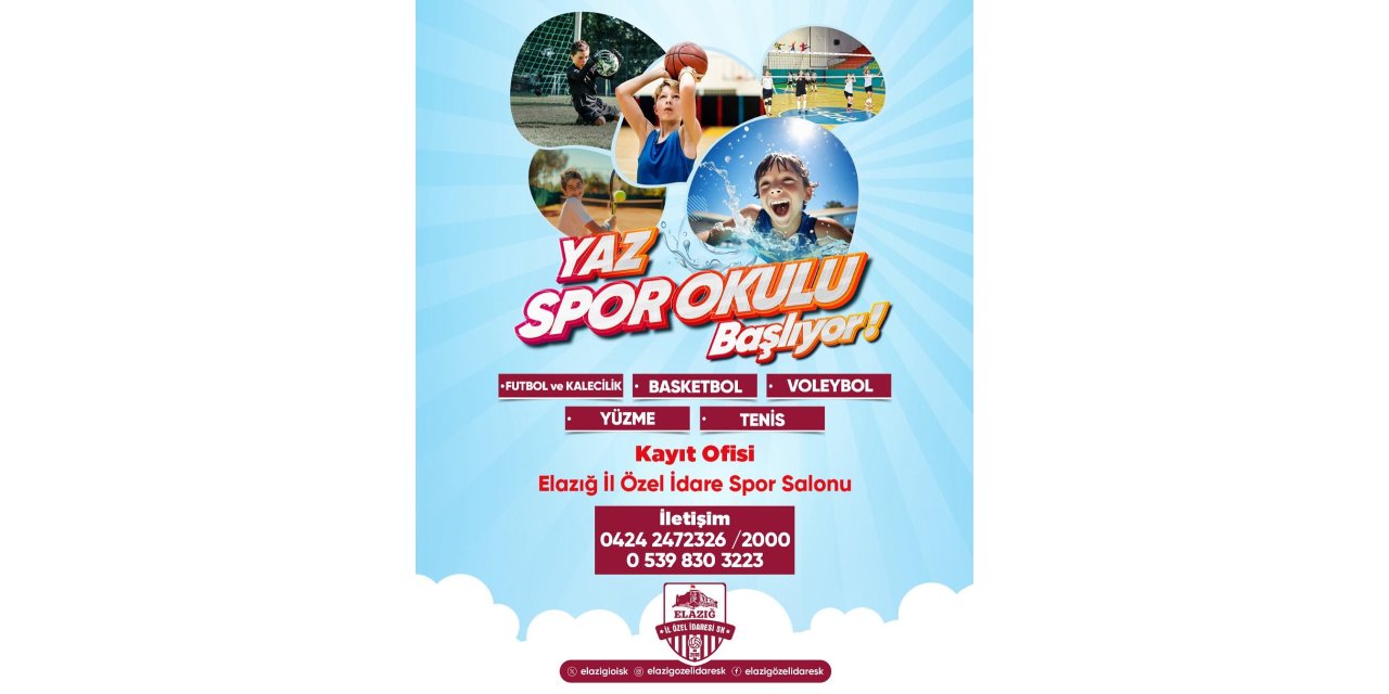 Elazığ İl Özel İdare Yaz Spor Okulları kayıtları start verdi