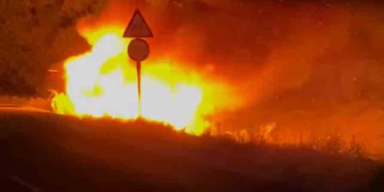 Patnos’ta kaza yapan araç alev aldı: 2 kişi yaralandı