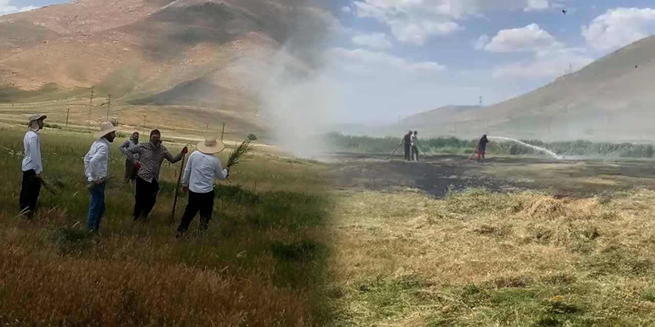 Yüksekova'da anız yangını köylüler tarafından büyümeden söndürüldü