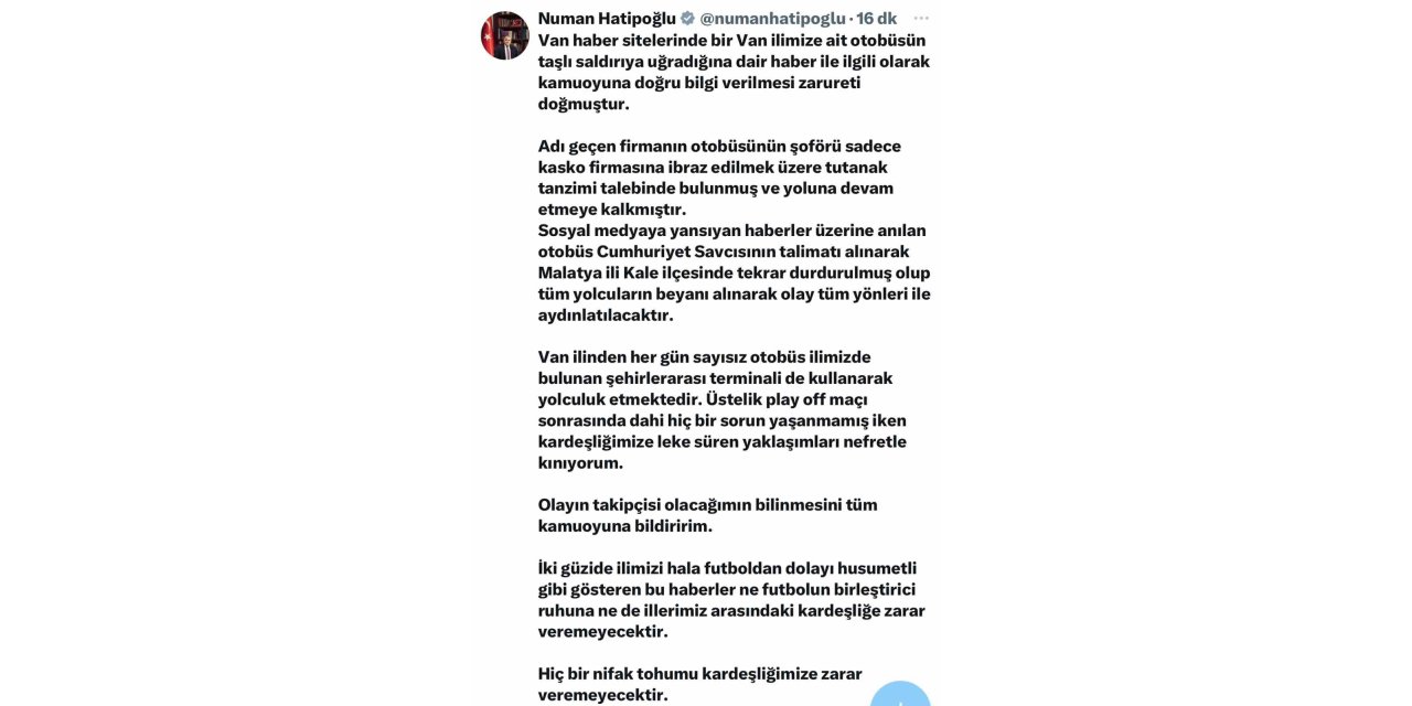 Elazığ Valisi Hatipoğlu’ndan taşlı saldırı iddialarına açıklama