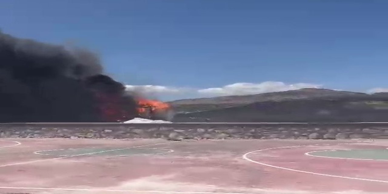 Adıyaman'da konteyner cayır cayır yandı