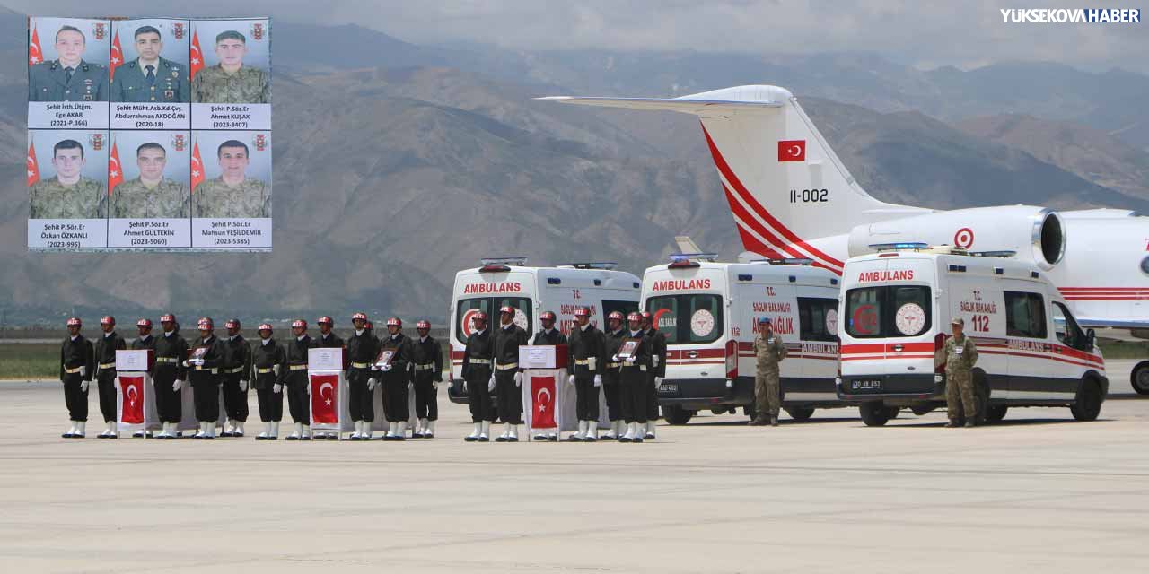 6 asker için Yüksekova'da tören