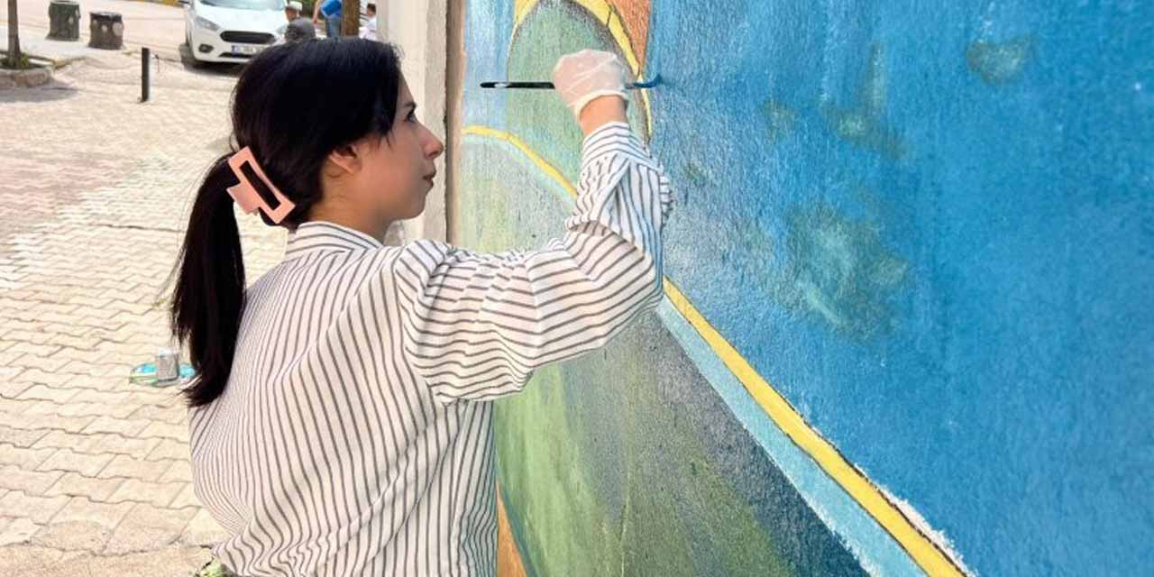 Şemdinli’de cami duvarlarına resimle hayat verildi