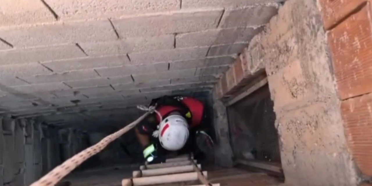 Şanlıurfa'da itfaiyeden kedi kurtarma operasyonu