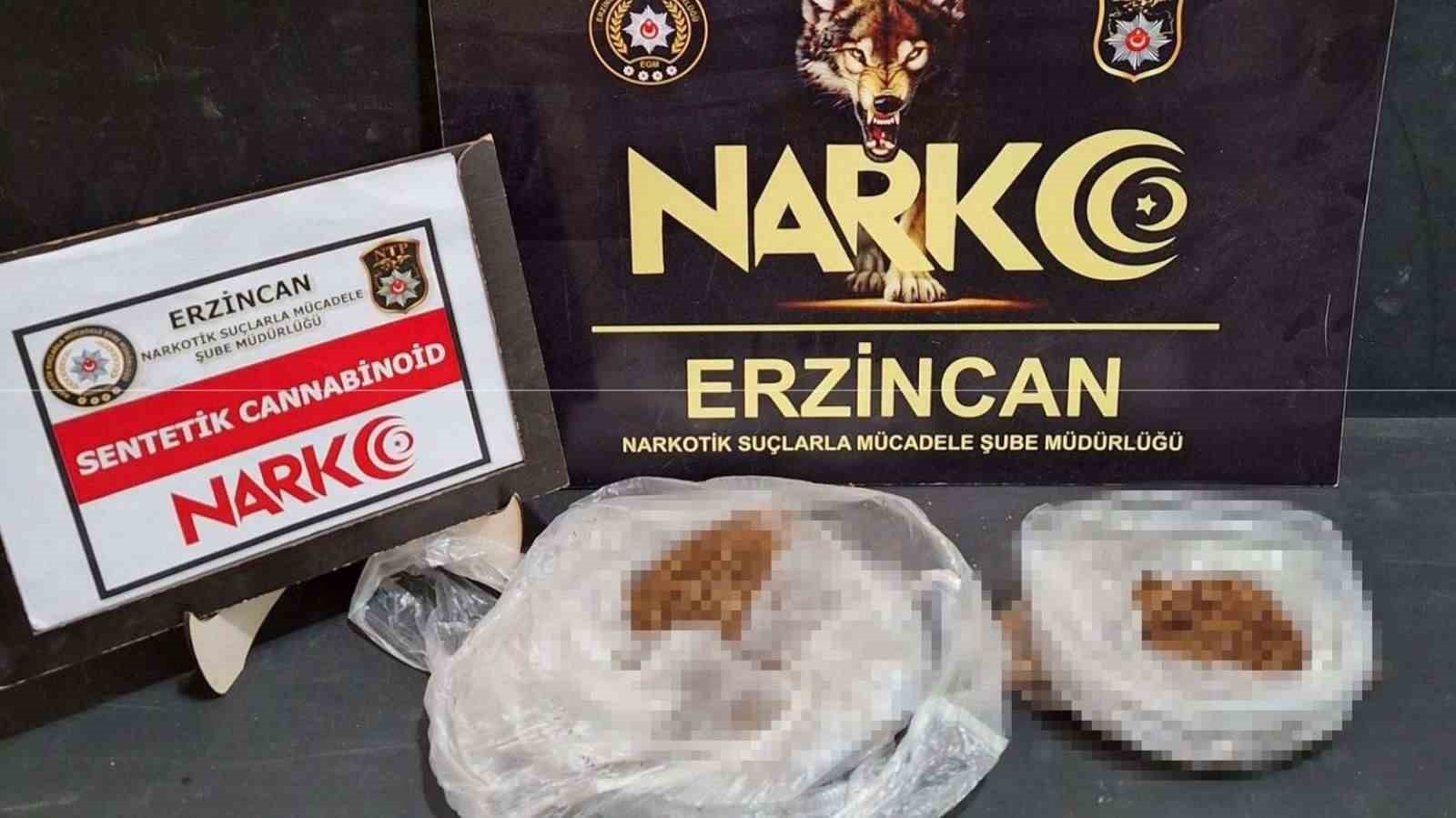 Erzincan’da bir miktar uyuşturucu yakalandı