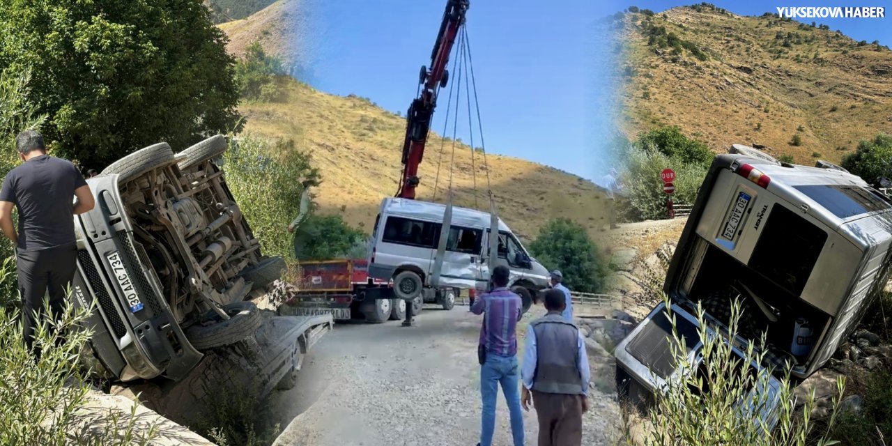Yüksekova’da araç şarampole yuvarlandı