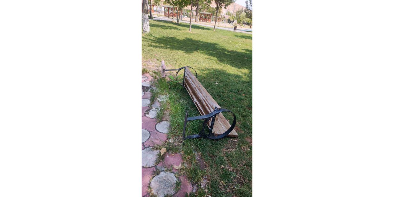 Siirt'te parktaki banklara zarar verildi