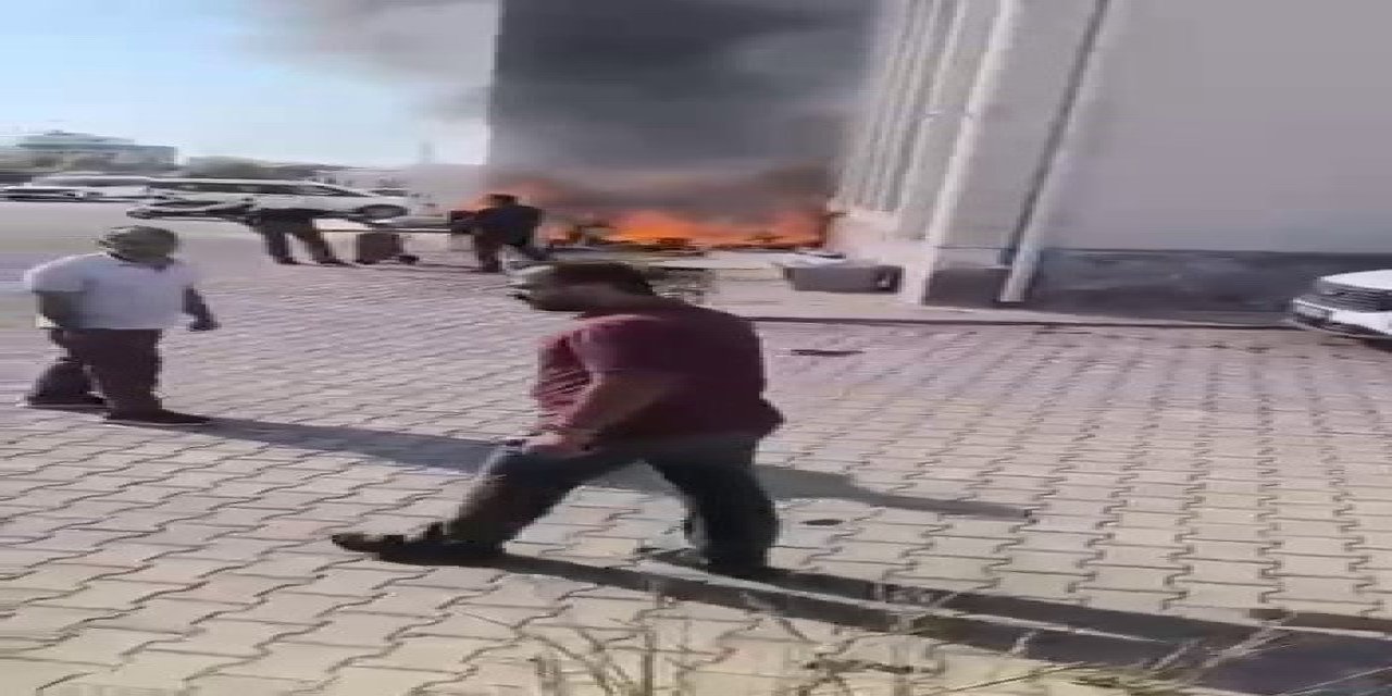 Kurum bahçesinde çıkan yangın panik yarattı