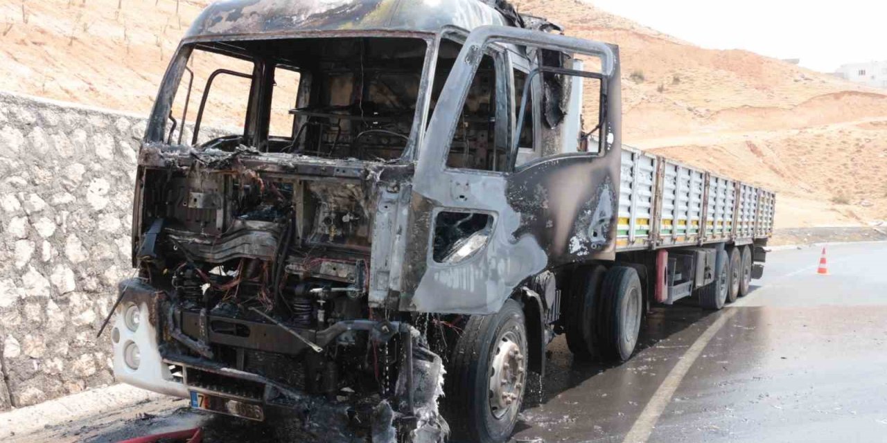 Cizre’de seyir halindeki tır alev aldı