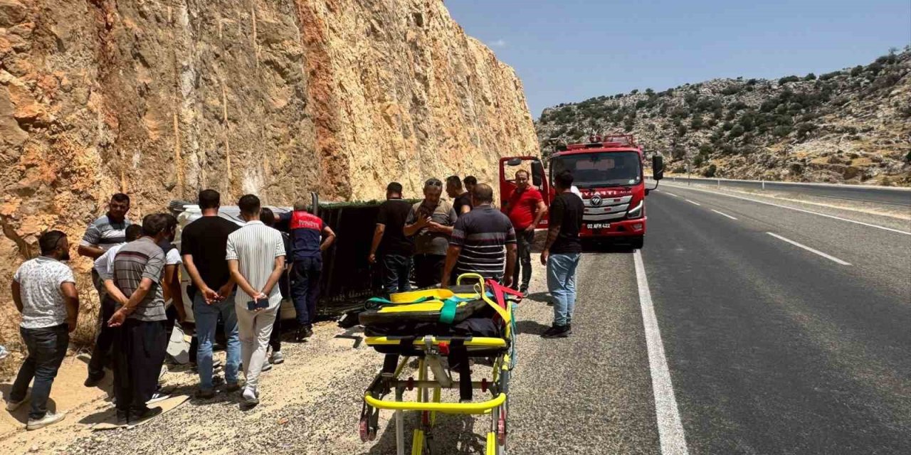Adıyaman'ın Besni ilçesinde şarampole devrilen kamyonetin sürücüsü yaralandı