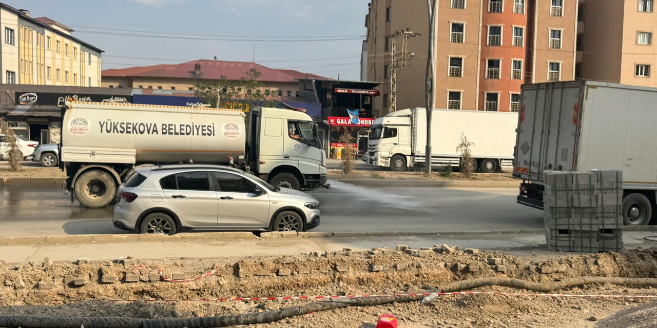 Yüksekova Belediyesi’nden tozla mücadele için sulama çalışmaları