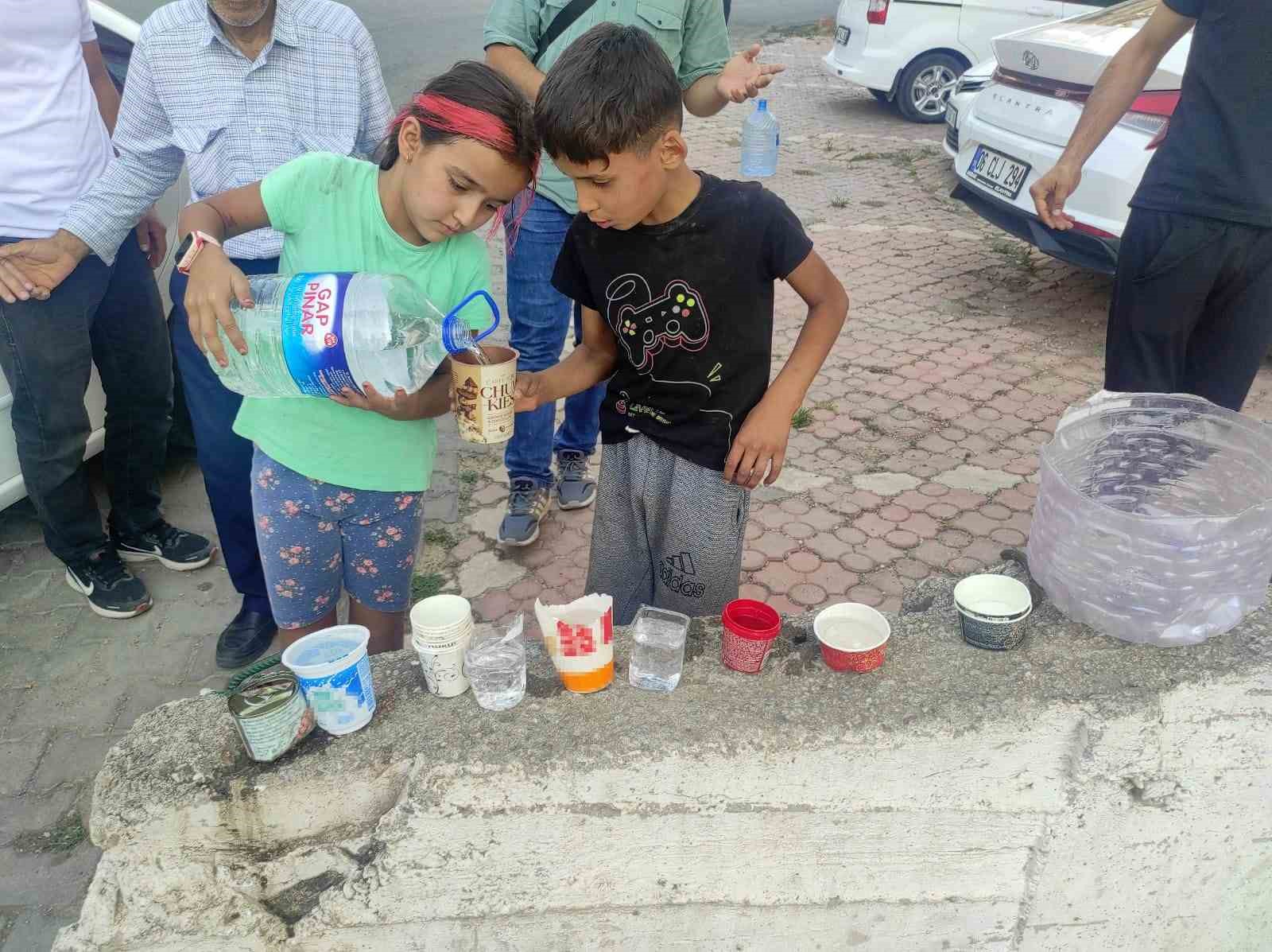 Salonda çocuklar yüksek sıcaktan etkilenen sokak hayvanları için su ve yiyecek bıraktı