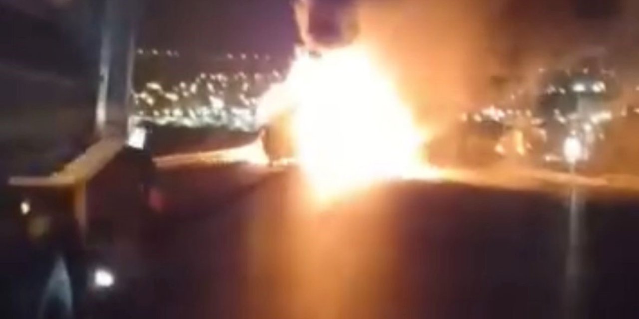 Yolcu otobüsü alev topuna döndü