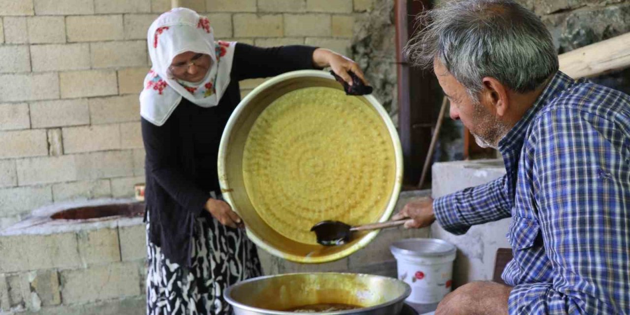 Karnavas’ta geleneksel yöntemlerle dut pekmezi yapılıyor
