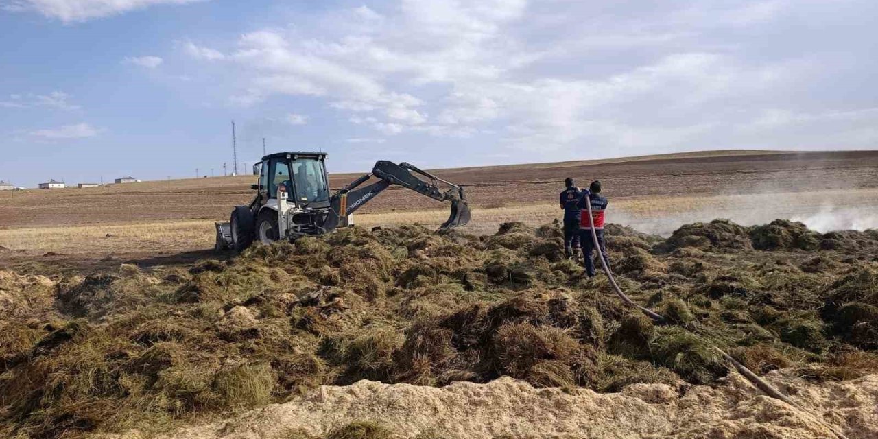 Van'ın Özalp ilçesinde çıkan yangında 700 bağ ot, 7 ton saman kül oldu