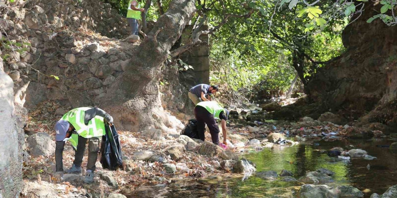 Mardin'de Yüceli vadisi ve şelalesinde temizlik seferberliği