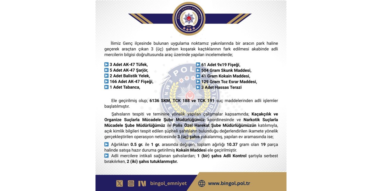 Bingöl’de 2 kişi tutuklandı