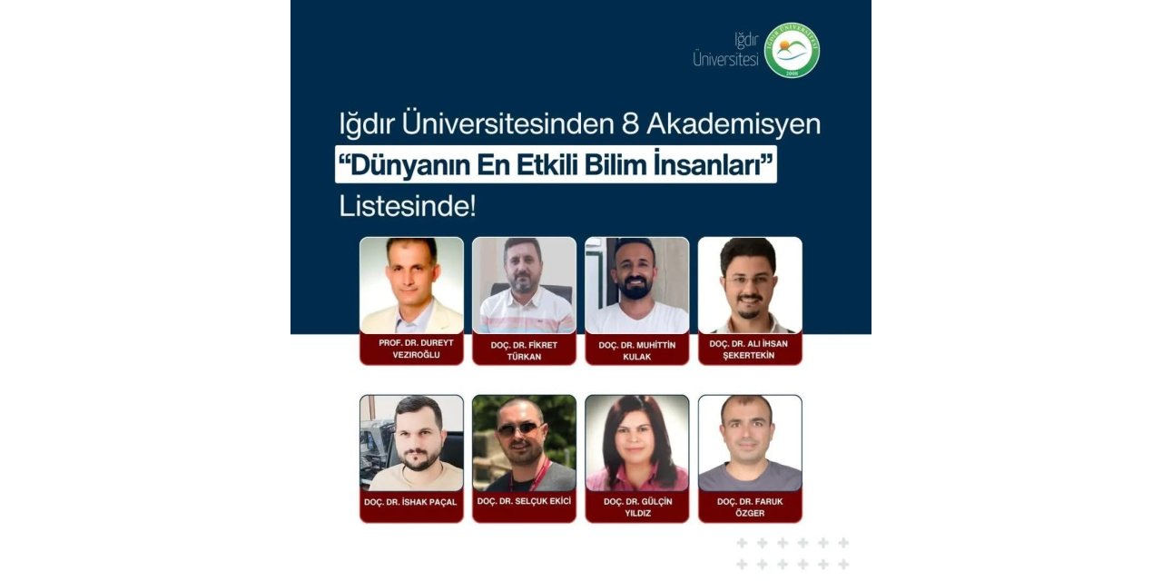 Iğdır Üniversitesinden 8 Akademisyen "Dünyanın En Etkili Bilim İnsanları" listesinde
