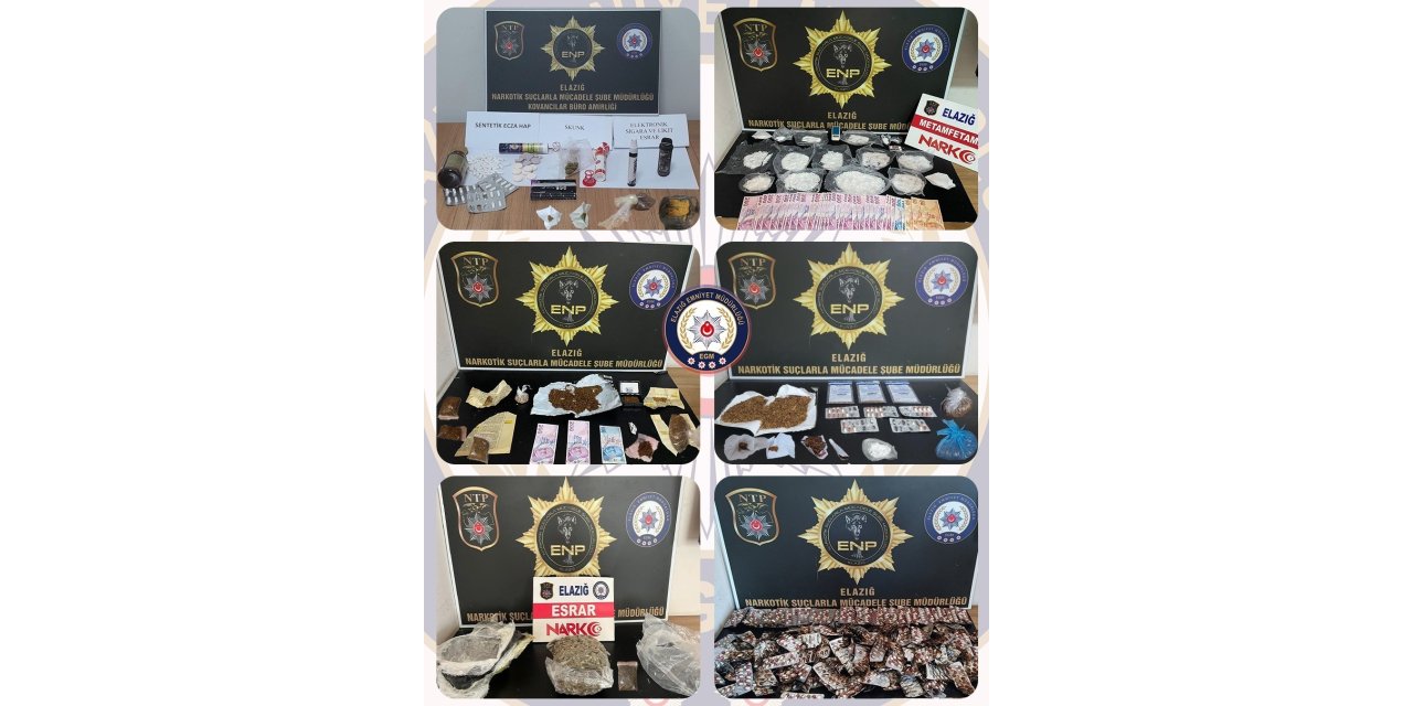 Elazığ’da uyuşturucuyla mücadele kapsamında 16 tutuklama