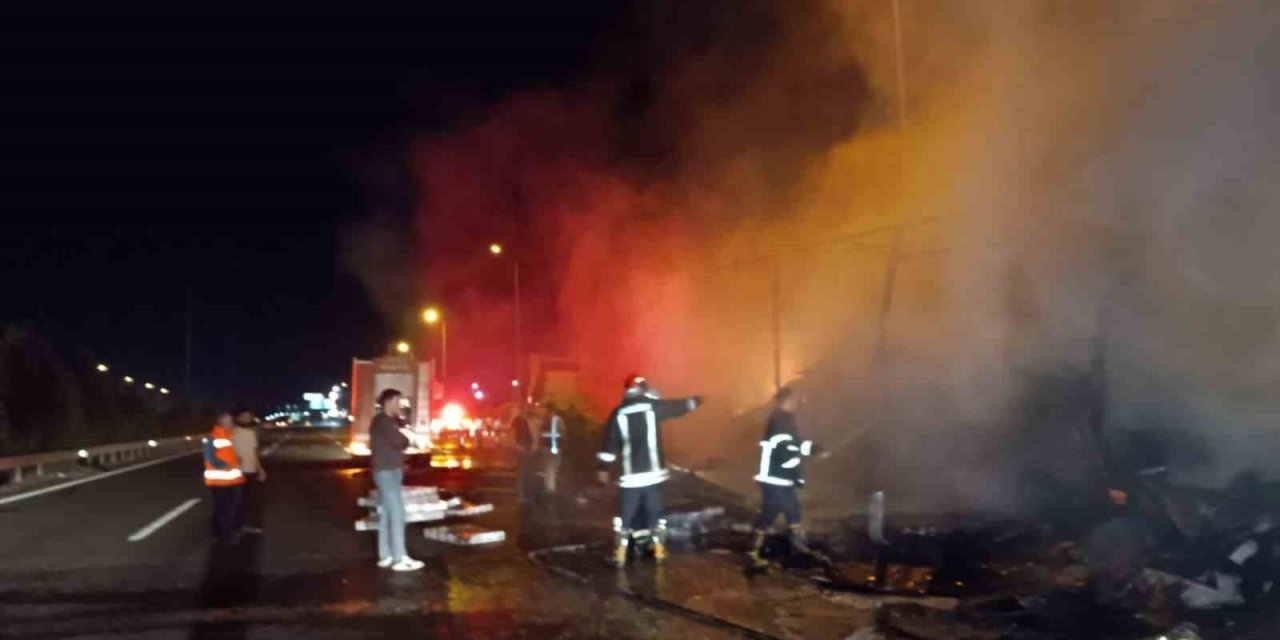 Urfa’da TV yüklü tır alev topuna döndü
