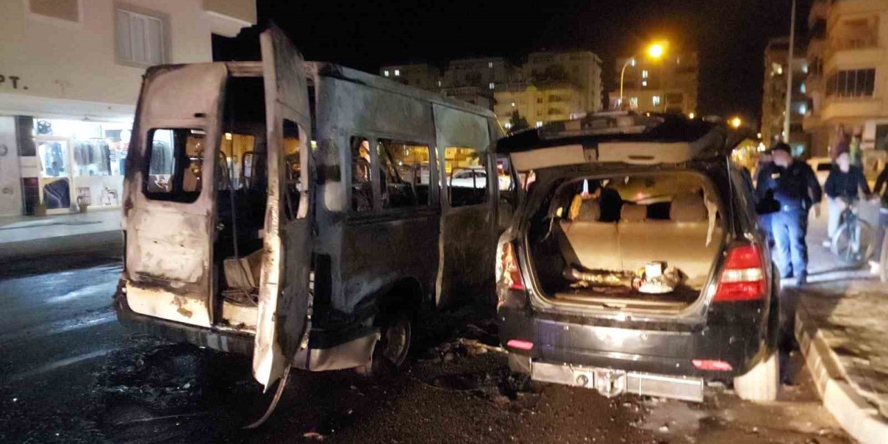 Park halindeki minibüs alev aldı