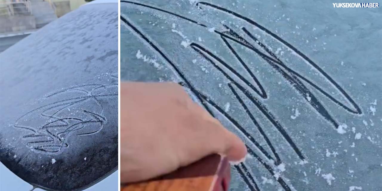 Yüksekova'da araç camları buz tuttu