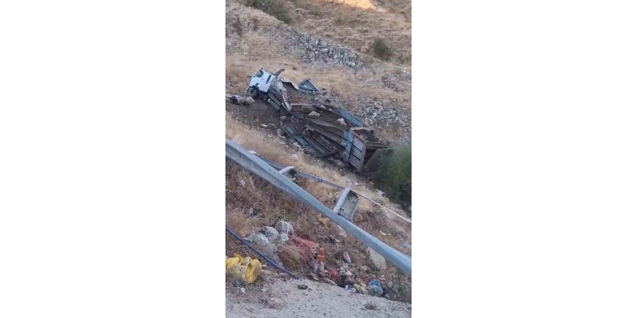 Bingöl’de hayvan taşıyan kamyon şarampole yuvarlandı: 2 yaralı