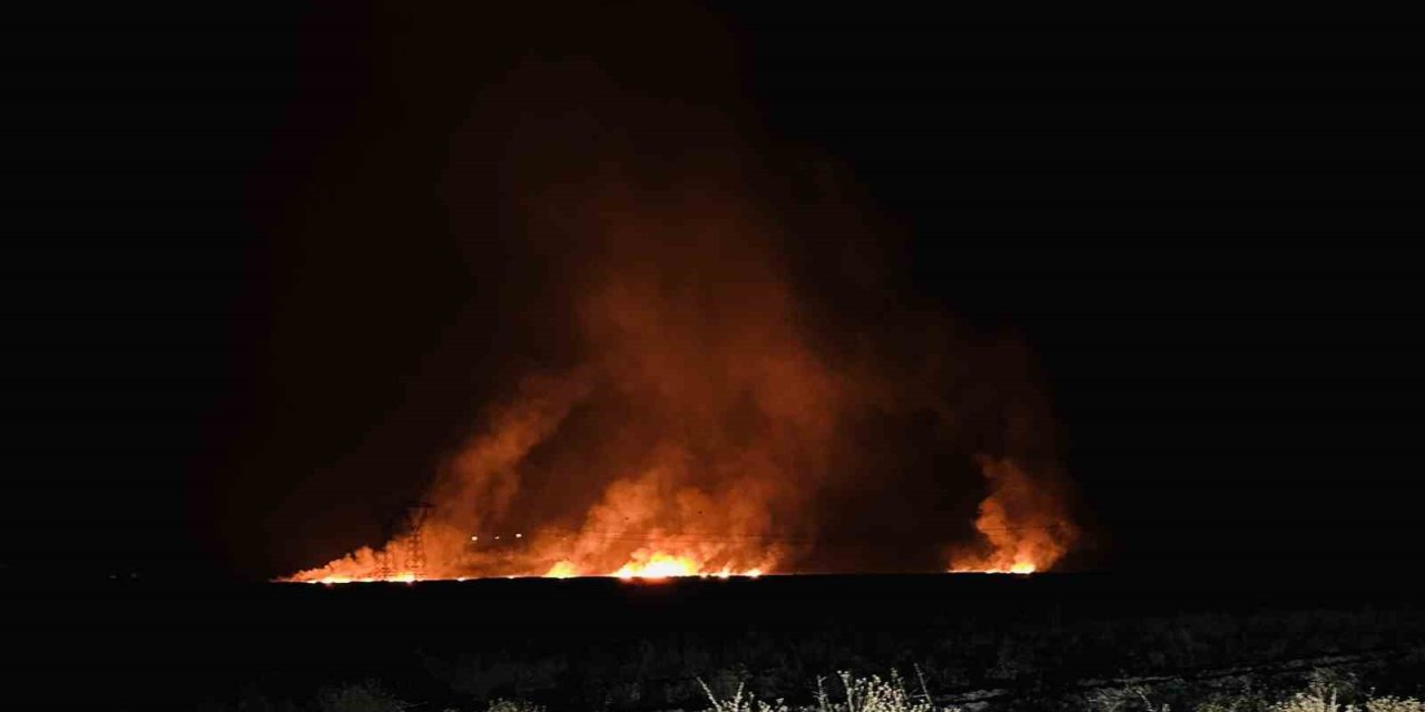 Yüksekova Nehil Sazlığı’ndaki yangın gece boyu devam etti
