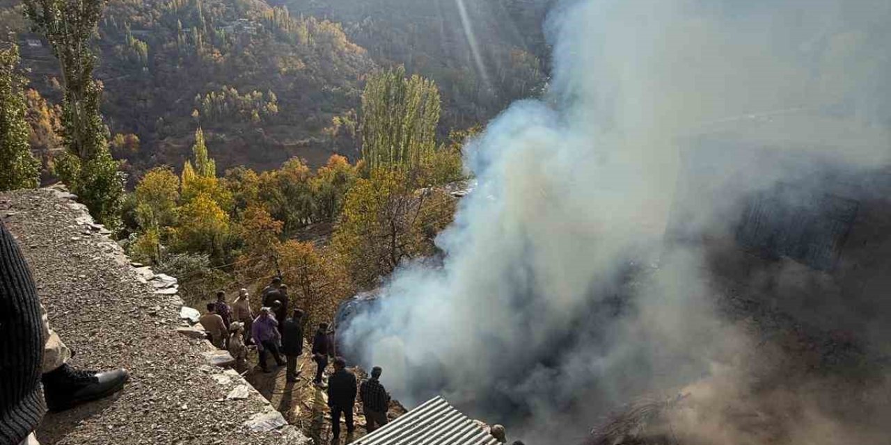 Bahçesaray’da odunluk yangını