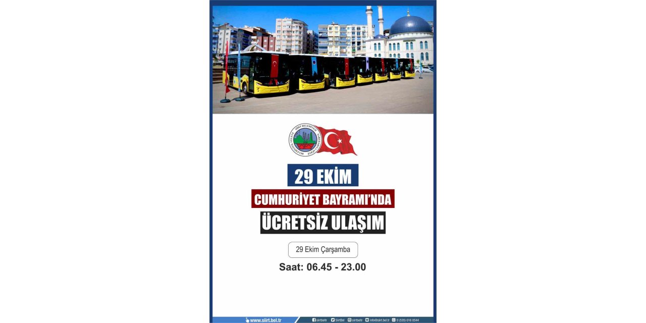 Siirt’te 29 Ekimde toplu taşıma ücretsiz