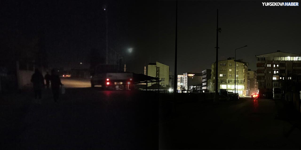 Yüksekova'nın ortasında karanlığa gömülen cadde