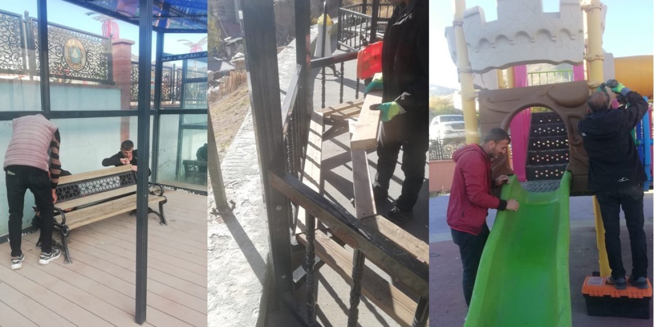 Hakkari'de tahrip edilen parklar onarıldı, vatandaşlardan duyarlılık çağrısı geldi